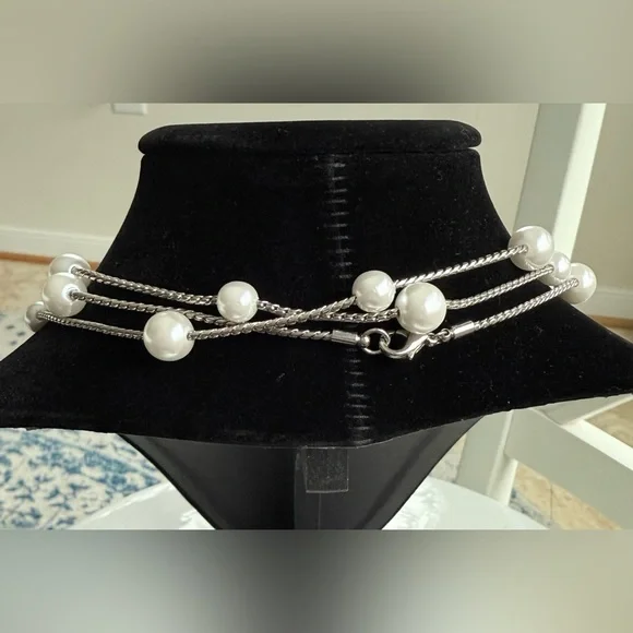 Park Lane “Shannel” Silver Faux Pearl Necklace - Picture 3 of 9